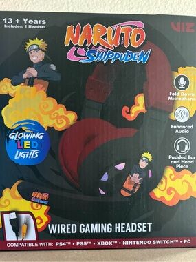 Naruto Shippuden Wired Gaming Headset in Black and Red